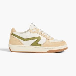 Rag & Bone Retro Court Leather Suede Low Top Lace Up Sneakers Beige Green NWOB